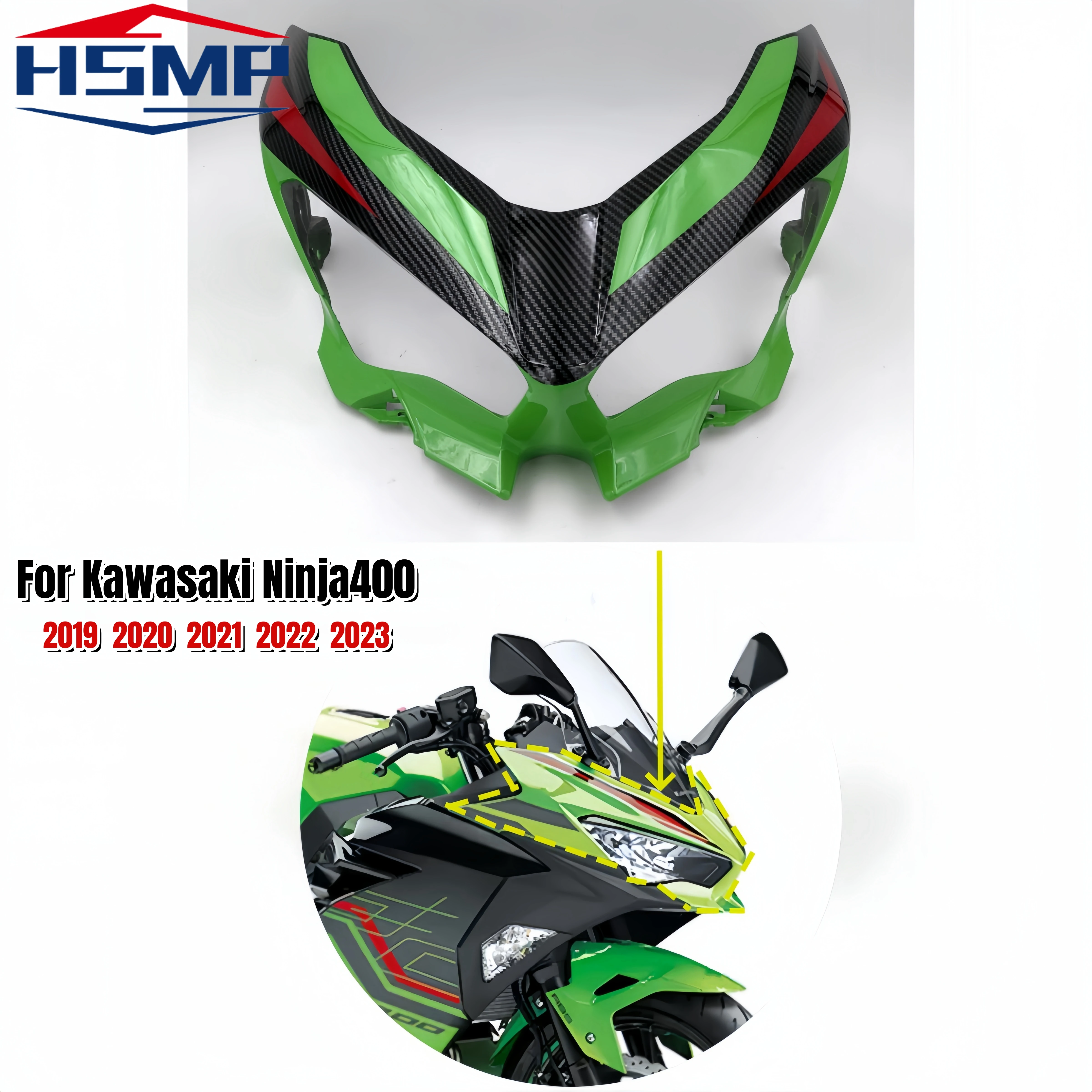 Motorcycle Headlight Fairing For Kawasaki Ninja400 NINJA 400 2019-20-21-22-2023 ABS Injection Carbon Fiber Painted Body Kit
Motorcycle Headlight Fairing For Kawasaki Ninja400 NINJA 400 2019-20-21-22-2023 ABS Injection Carbon Fiber Painted Body Kit