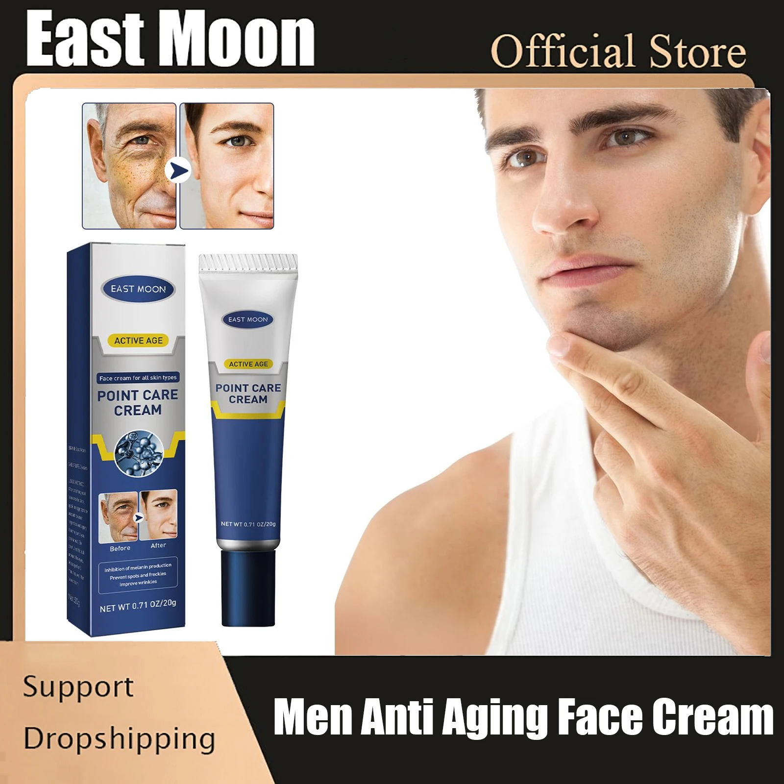 

East Moon Men Anti Aging Cream Moisturizing Fade Dark Spots Melanin Nourishing Firming Brightens Skin Wrinkle Removal Face Cream