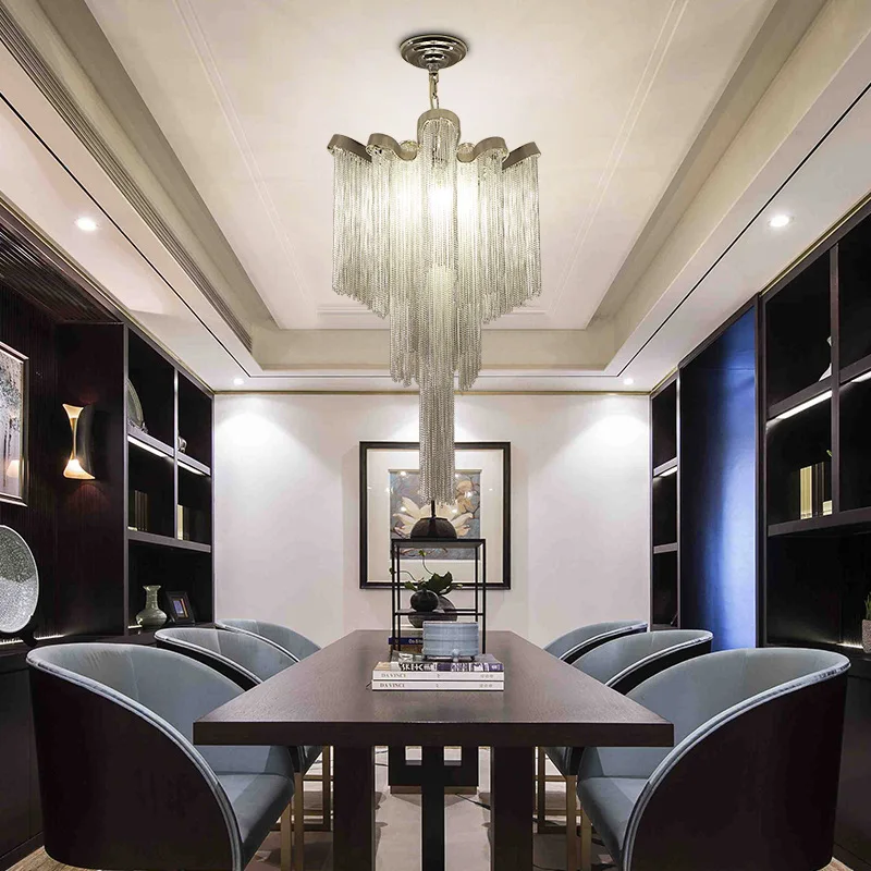 Nordic Postmodern Aluminum Chain Tassel Ceiling Lamp Light Luxury Fashion Designer Living Room Bedroom Dining Chandelier
Nordic Postmodern Aluminum Chain Tassel Ceiling Lamp Light Luxury Fashion Designer Living Room Bedroom Dining Chandelier