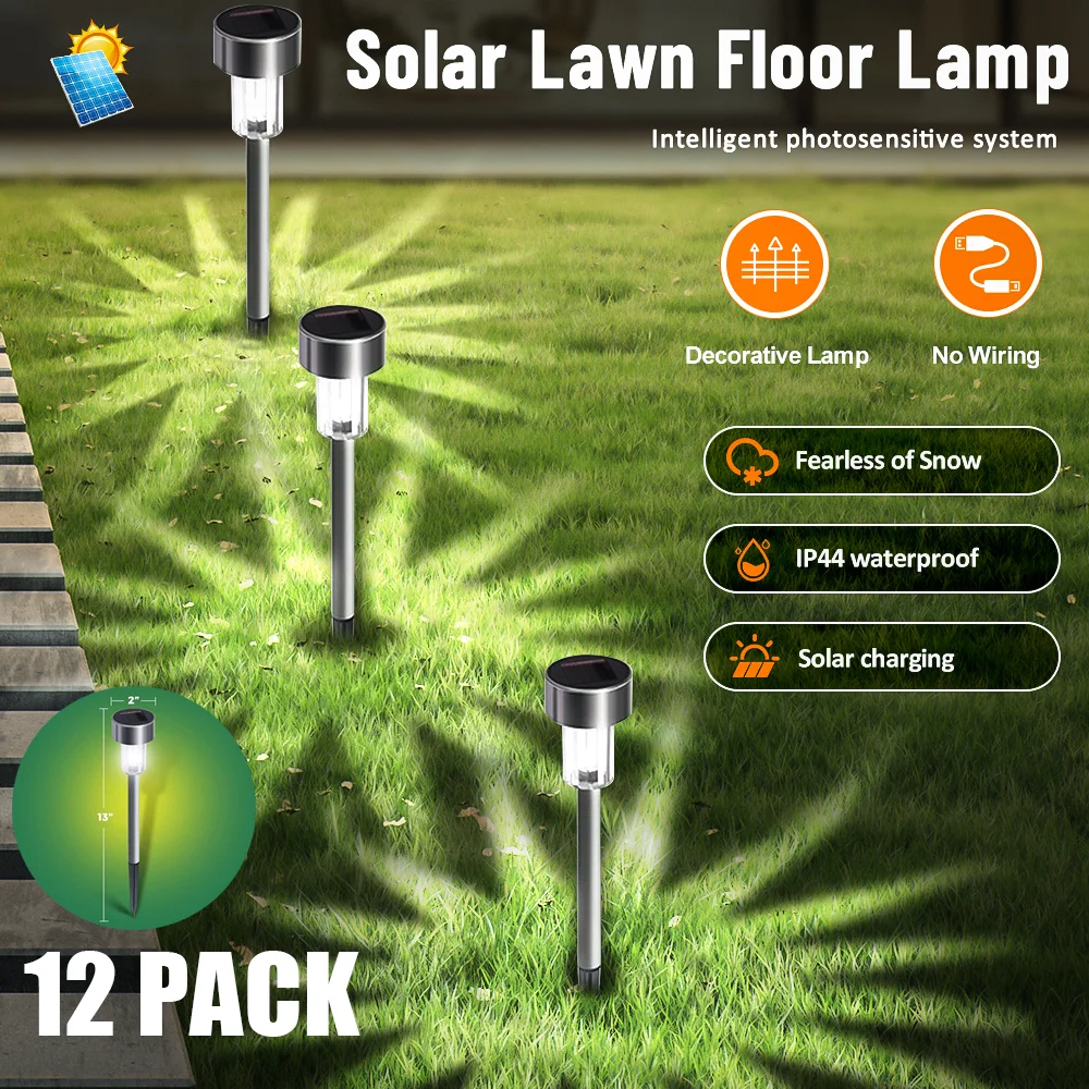 12PCS Solar Outdoor Lights Garden Lamp Solar Powered Waterproof Landscape Path Outdoor for Yard Backyard Lawn Patio Decorative
12PCS Solar Outdoor Lights Garden Lamp Solar Powered Waterproof Landscape Path Outdoor for Yard Backyard Lawn Patio Decorative