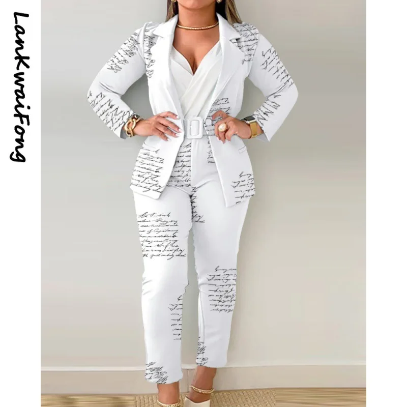 LKF New Commuter Casual Printing Women's Suit Set One Button Lapel Suit Cropped Pants 2 Piece Set
LKF New Commuter Casual Printing Women's Suit Set One Button Lapel Suit Cropped Pants 2 Piece Set