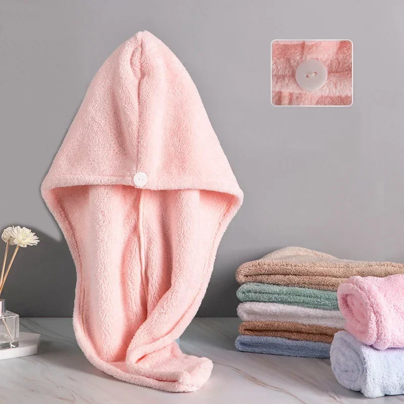 Утолщенная впитывающая шапка для сухих волос, Женская двухскоростная Милая шапка Baotou из кораллового флиса, женская шапка для душа