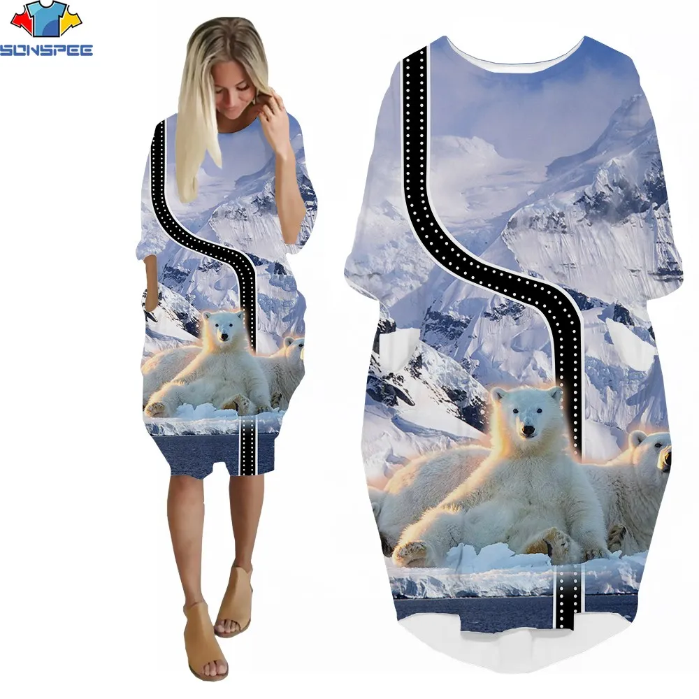 Sonspee 3d Print New Woman Dress Summer Snow Mountain Polar Bear Animal Cute Spandex Daily Streetwear O-neck Knee Tshirt Skirts
Sonspee 3d Print New Woman Dress Summer Snow Mountain Polar Bear Animal Cute Spandex Daily Streetwear O-neck Knee Tshirt Skirts