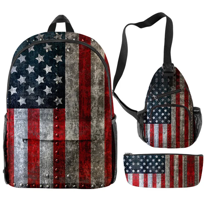 

American Flag Patriotic Backpack Student Unisex Stars and Stripes Durable Backpacks Kawaii School Bags Travel Design Rucksack