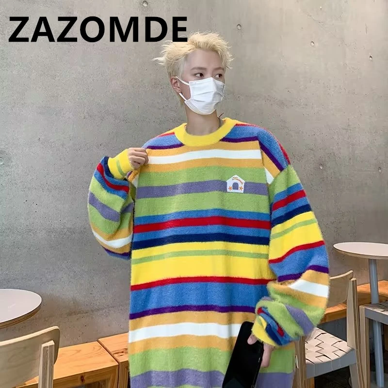 Свитеры ZAZOMDE разноцветные зимние уличные новые теплые вязаные топы Harajuku Хип-хоп свободные полосатые пуловеры свитер для пар
Свитеры ZAZOMDE разноцветные зимние уличные новые теплые вязаные топы Harajuku Хип-хоп свободные полосатые пуловеры свитер для пар