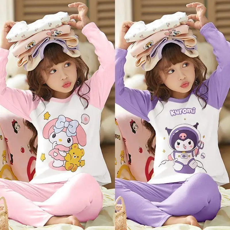 Sanrios My Melody Kuromi аниме Kawaii детский домашний костюм Топ с длинным рукавом кальсоны комплект повседневная одежда Удобная Милая пижама для девочек
Sanrios My Melody Kuromi аниме Kawaii детский домашний костюм Топ с длинным рукавом кальсоны комплект повседневная одежда Удобная Милая пижама для девочек