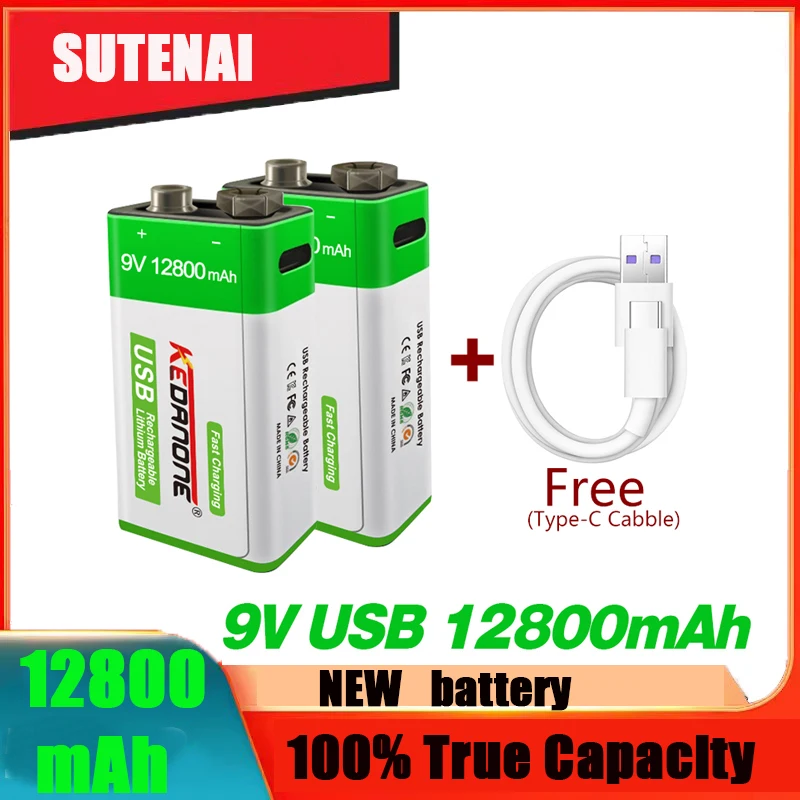 12800mAh Type-C USB 9 Volt li-ion Rechargeable Battery 6F22 9V Li ion Lithium Battery for RC Helicopter Model Microphone Toy
12800mAh Type-C USB 9 Volt li-ion Rechargeable Battery 6F22 9V Li ion Lithium Battery for RC Helicopter Model Microphone Toy
