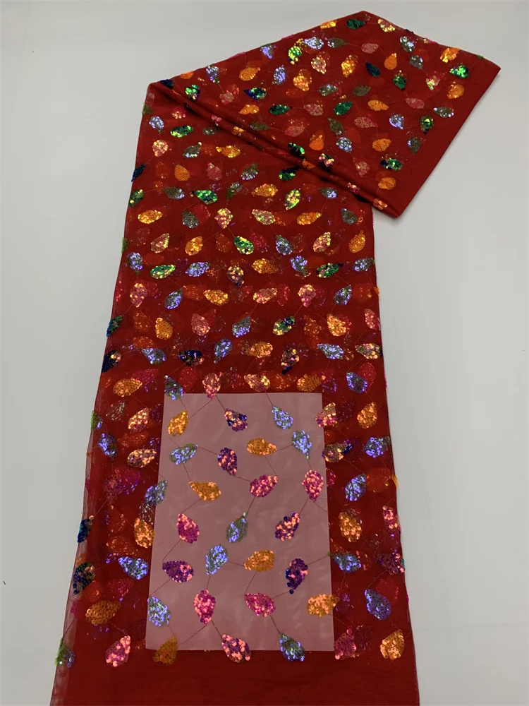 

Африканская французская сетчатая кружевная ткань 2023 красная новейшая нигерийская сетчатая Тюль кружевная молочная шелковая кружевная ткань для шитья женских вечерних платьев