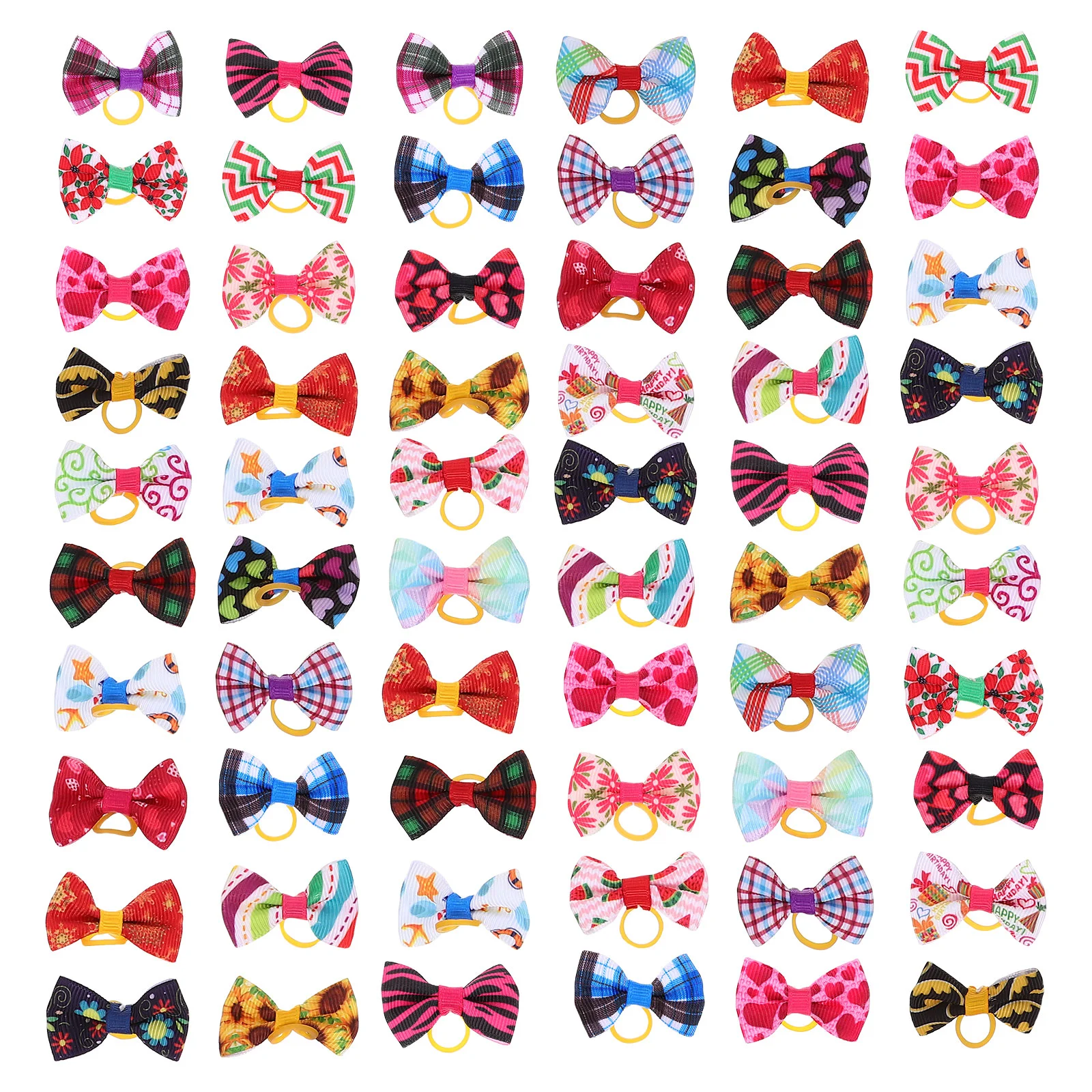 

60Pcs Hair Bows Party Supplies Cat Eslatic Hair Bands Hair Bows For Holiday Grooming Accessories ( )