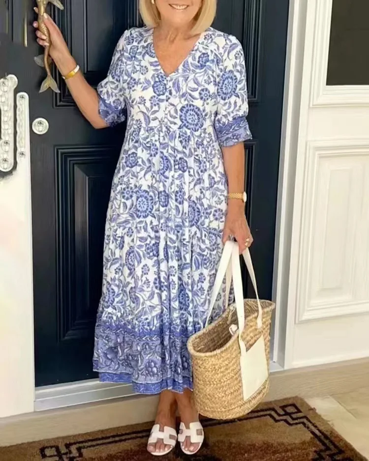Women Floral Printed Dresses Spring Summer Casual O Neck short Sleeve High Waist Boho Beach Long Dress Vestidos
Women Floral Printed Dresses Spring Summer Casual O Neck short Sleeve High Waist Boho Beach Long Dress Vestidos