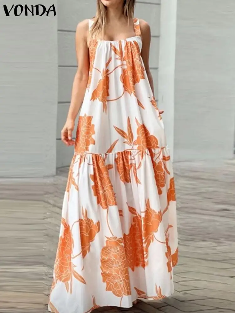VONDA Summer Women Bohemian Maxi Dress 2024 Straps Sexy Sleeveless Long Sundress Printed Casual Loose Ruffled Beach Vestidos
VONDA Summer Women Bohemian Maxi Dress 2024 Straps Sexy Sleeveless Long Sundress Printed Casual Loose Ruffled Beach Vestidos