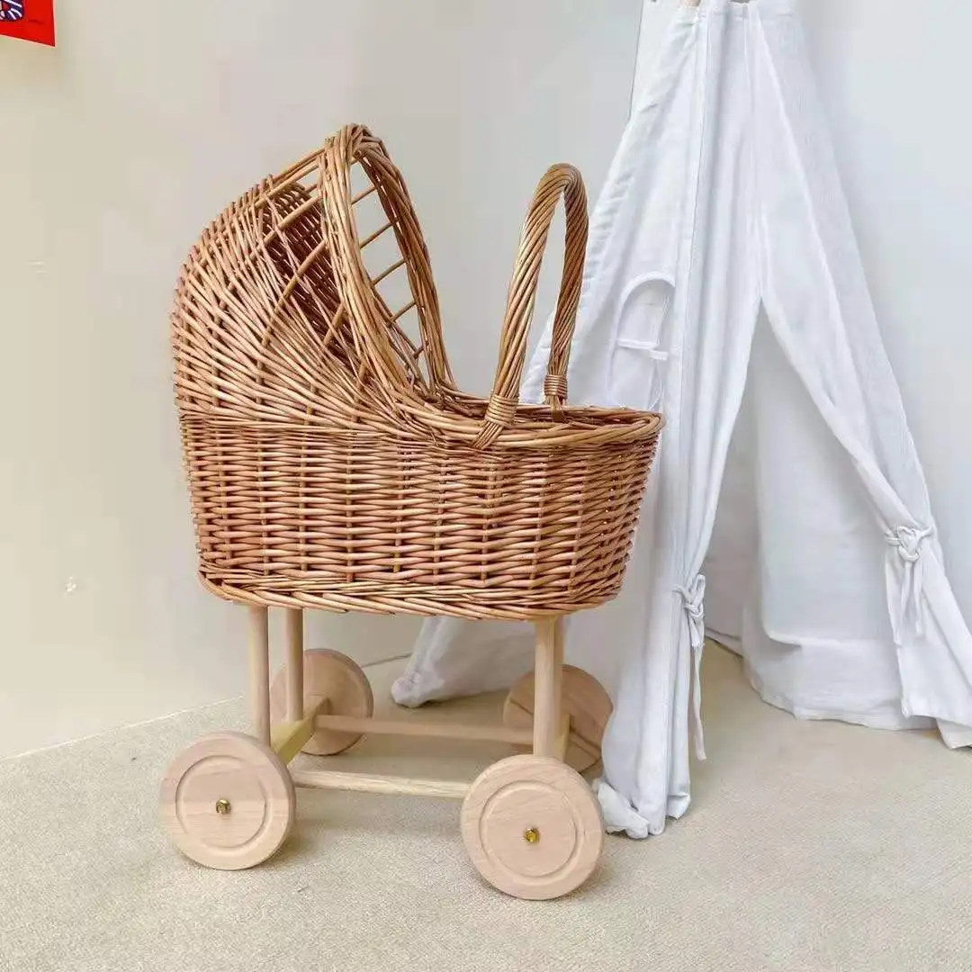 Baby stroller, rattan woven handcart, children's family toy, birthday gift, photography, handcart props
Baby stroller, rattan woven handcart, children's family toy, birthday gift, photography, handcart props