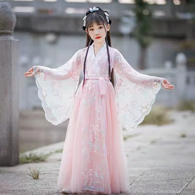 Pink Lace Sleeve Summer Children Hanfu Vintage Kids Girls Dress Chinese Traditional Folk Dance Costume Ancient Outfit Cosplay
Pink Lace Sleeve Summer Children Hanfu Vintage Kids Girls Dress Chinese Traditional Folk Dance Costume Ancient Outfit Cosplay