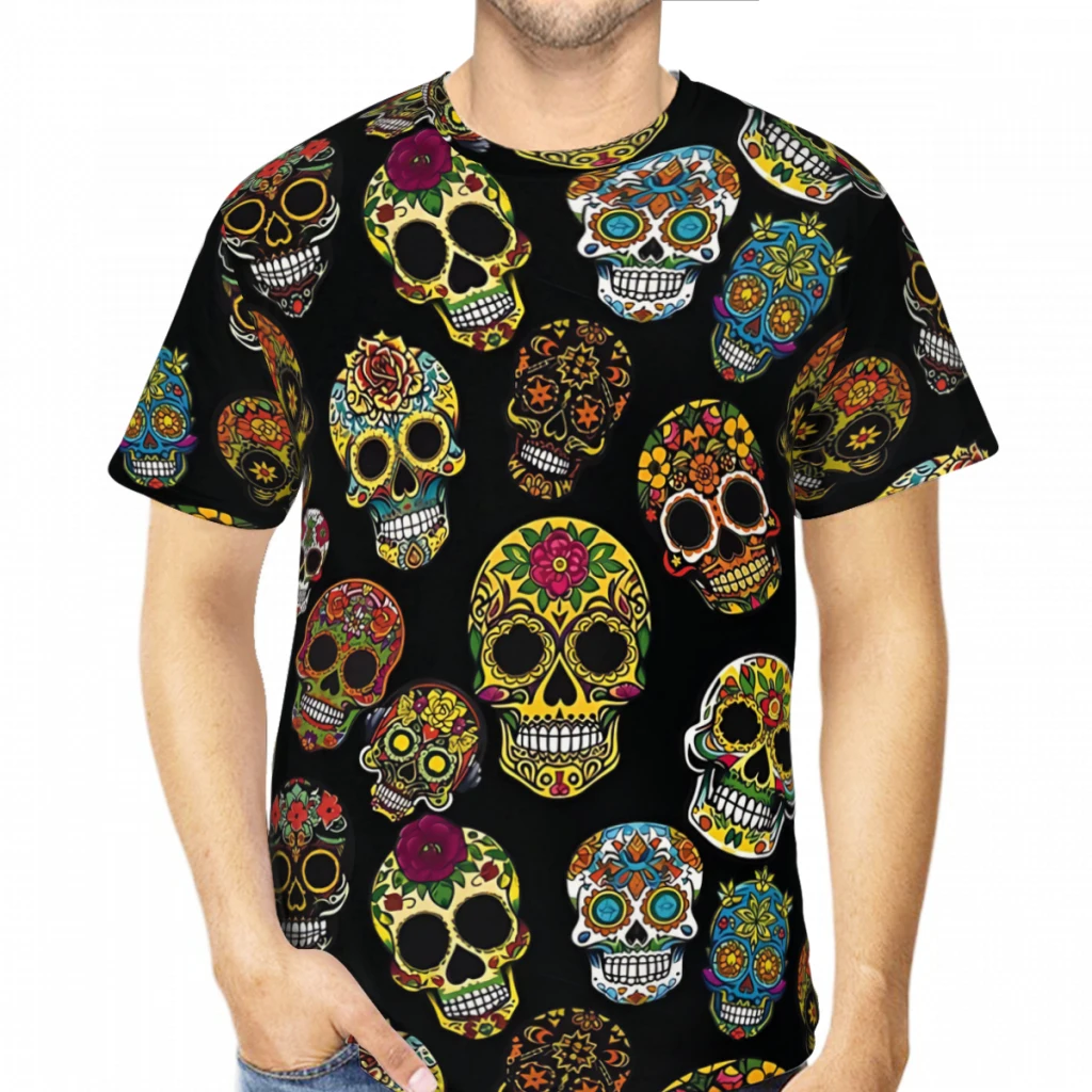 Sugar Skull Art Seamless Pattern for Dia De Los Muertos 3D Print Polyester T-shirt Day of the Dead Men Short Sleeve TShirt 
Sugar Skull Art Seamless Pattern for Dia De Los Muertos 3D Print Polyester T-shirt Day of the Dead Men Short Sleeve TShirt