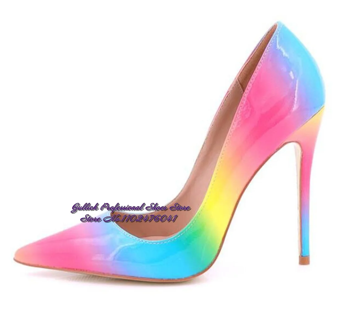 Women Patent Leather Gradient Color Rainbow Wedding Shoes Pink Blue Green Matched Colorized Dress Pumps 12cm 10cm 8cm Footwear
Women Patent Leather Gradient Color Rainbow Wedding Shoes Pink Blue Green Matched Colorized Dress Pumps 12cm 10cm 8cm Footwear