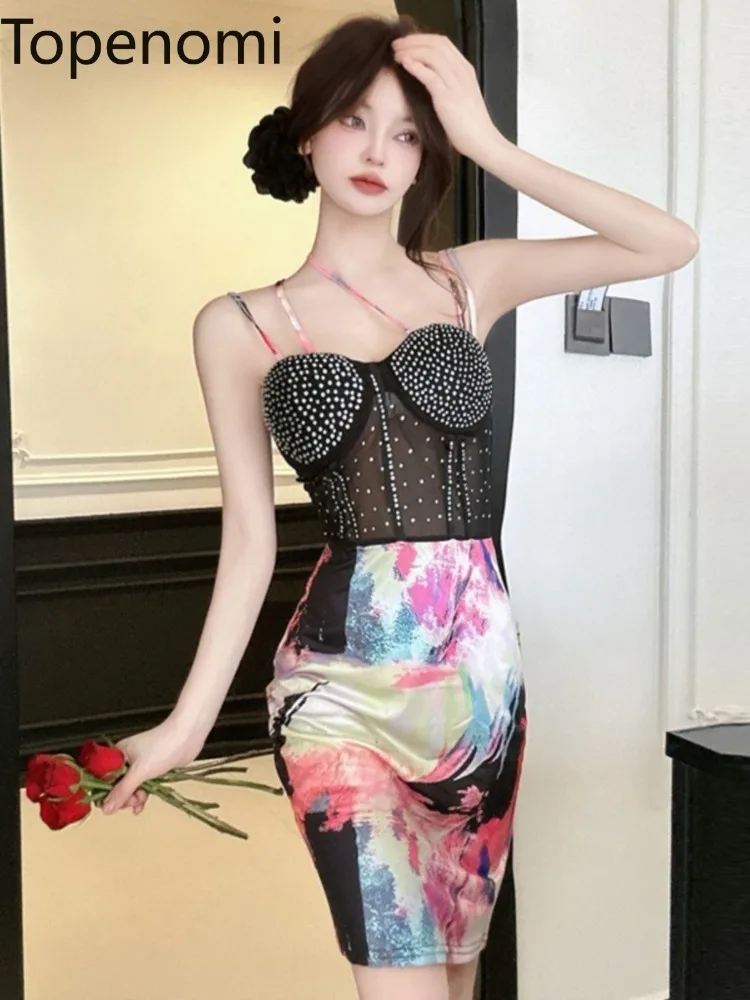 Topenomi Sexy Evening Dress Women Fashion Diamonds Spaghetti Strap Patchwork Print Waist Mini Dresses Summer Prom Party Vestidos
Topenomi Sexy Evening Dress Women Fashion Diamonds Spaghetti Strap Patchwork Print Waist Mini Dresses Summer Prom Party Vestidos