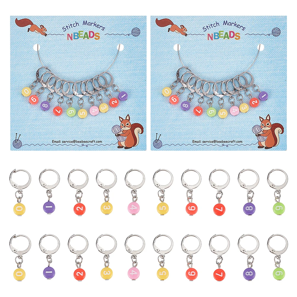 20PCS Acrylic Flat Round with Number Pendant Locking Stitch Markers 304 Stainless Steel Clasp Stitch Marker Mixed Color 2.8cm
20PCS Acrylic Flat Round with Number Pendant Locking Stitch Markers 304 Stainless Steel Clasp Stitch Marker Mixed Color 2.8cm