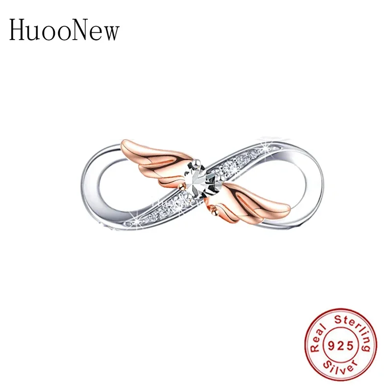

Fit Original Pan Charms Bracelet 925 Sterling Silver Rose Gold Angel Wings Zircon Infinity Bead For Making Creations Berloque