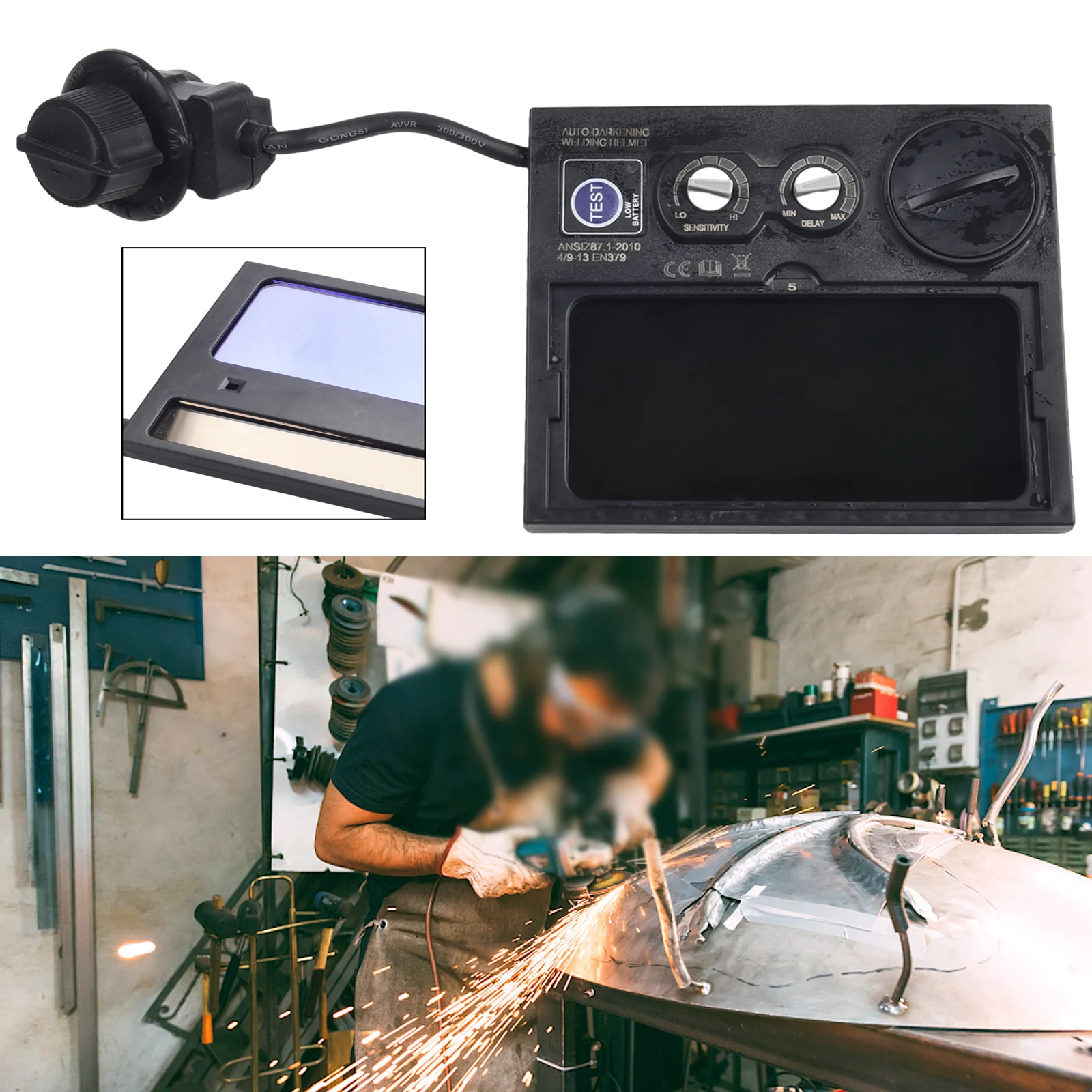 Solar Panel Welder Helmet Eyes Lens Filter Auto Darkening Soldering Lens Dimming Black 5 Levels Adjustable 110*90*9.7mm Tools
Solar Panel Welder Helmet Eyes Lens Filter Auto Darkening Soldering Lens Dimming Black 5 Levels Adjustable 110*90*9.7mm Tools