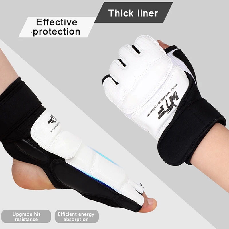 

1Pair Taekwondo Leather Foot Gloves Sparring Karate Ankle Protector Guard Gear Boxing Martial Arts Foot Guard Sock Adult Kid