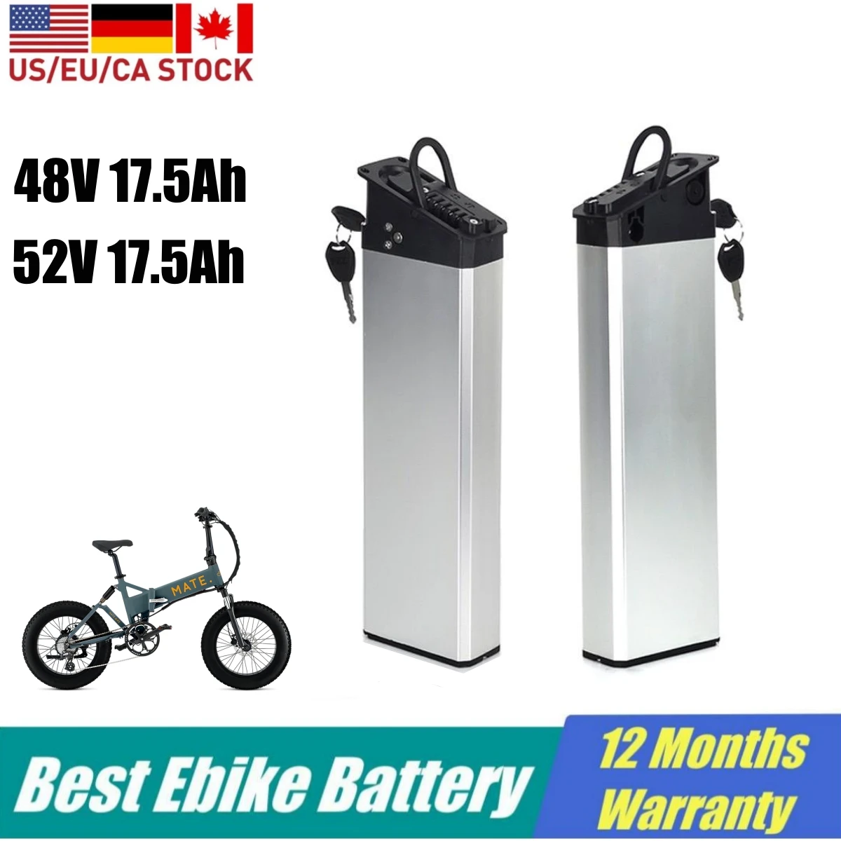 

Mate X Ebike Battery Lithium ion 18650 Replacement Battery Pack 52V 48V 15Ah 17.5Ah For Denmark Engwe EP-2 Pro Upgraded Version