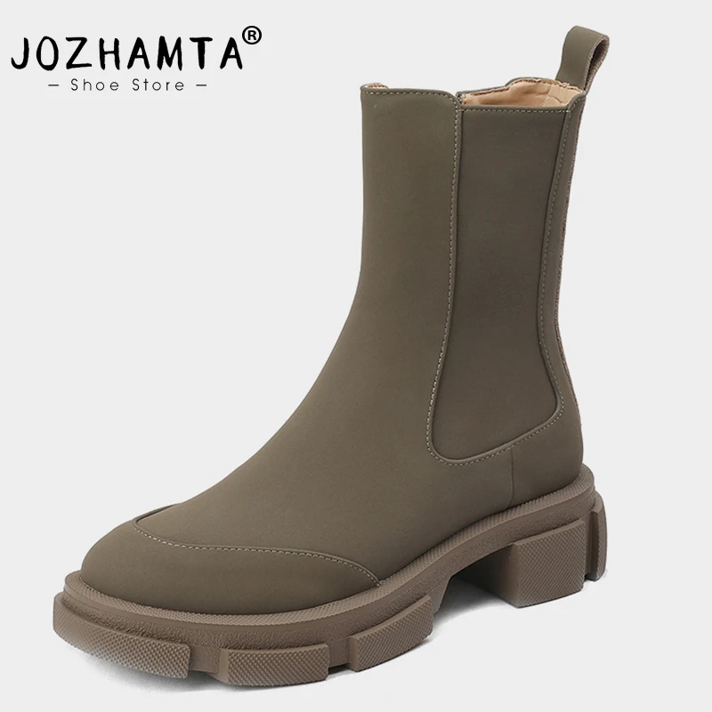 JOZHAMTA Size 34-39 Women Chelsea Boots Genuine Leather Elastic Band Chunky High Heels Winter Shoes Woman Platform Ankle Boot
JOZHAMTA Size 34-39 Women Chelsea Boots Genuine Leather Elastic Band Chunky High Heels Winter Shoes Woman Platform Ankle Boot