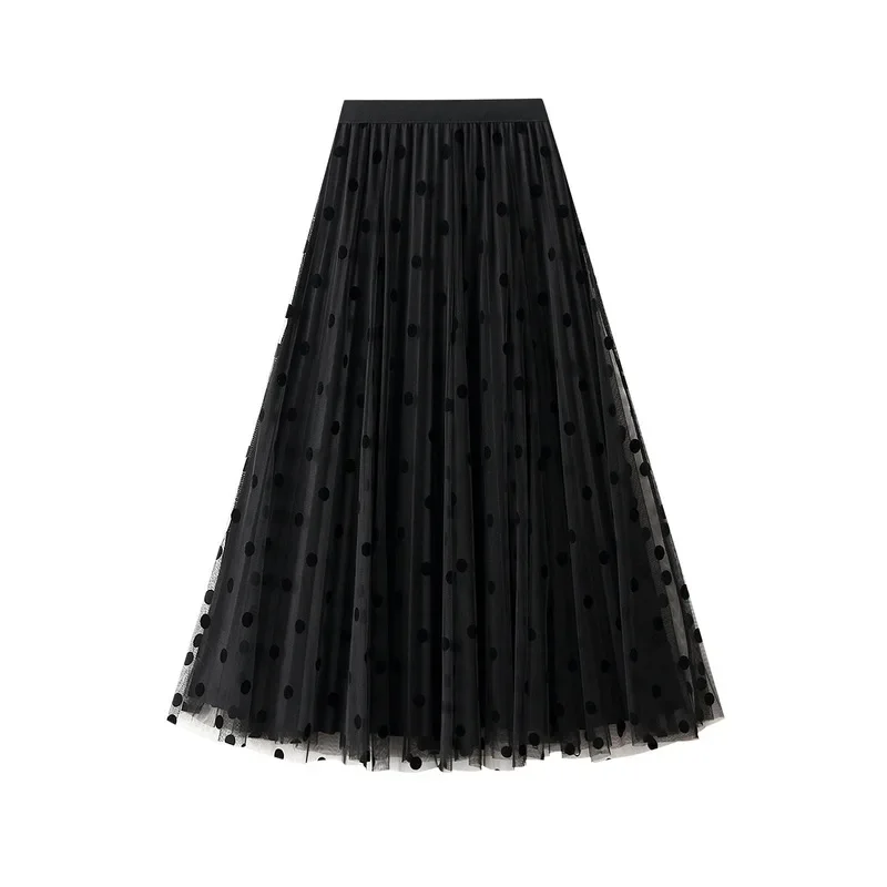 2023 Spring Autumn New High Waist Drooping Double-Sided Pleated Big Hem A- line Skirt Women Long Dot Mesh Skirt Women
2023 Spring Autumn New High Waist Drooping Double-Sided Pleated Big Hem A- line Skirt Women Long Dot Mesh Skirt Women