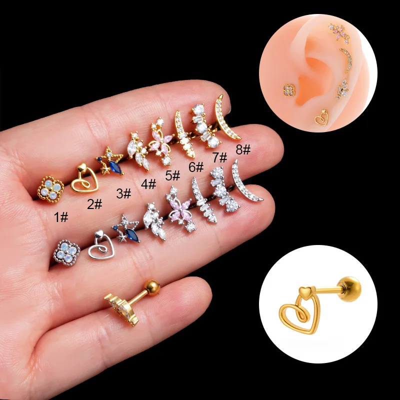 New Stainless Steel Fine Rod Double Head Screw Screw Ball Love Flower Ear Bone Nail Fashion Copper Inset Zircon Piercing Jewelry
New Stainless Steel Fine Rod Double Head Screw Screw Ball Love Flower Ear Bone Nail Fashion Copper Inset Zircon Piercing Jewelry