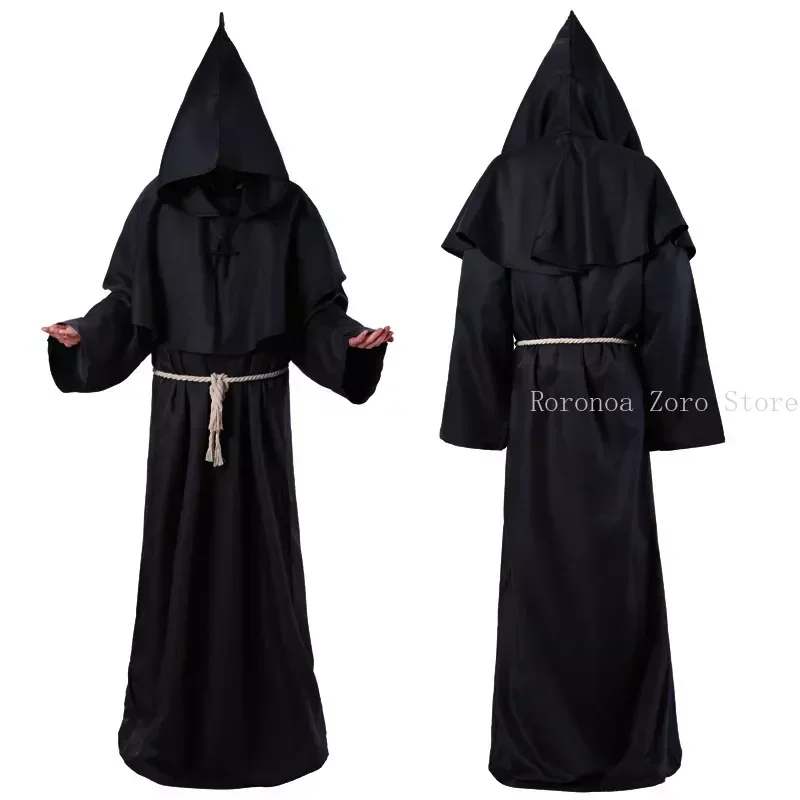 

Halloween Medieval Christian Friar Priest Robes Witch Wizard Cloak Cape Party Death Ghost Vampire Devil Cosplay Costumes