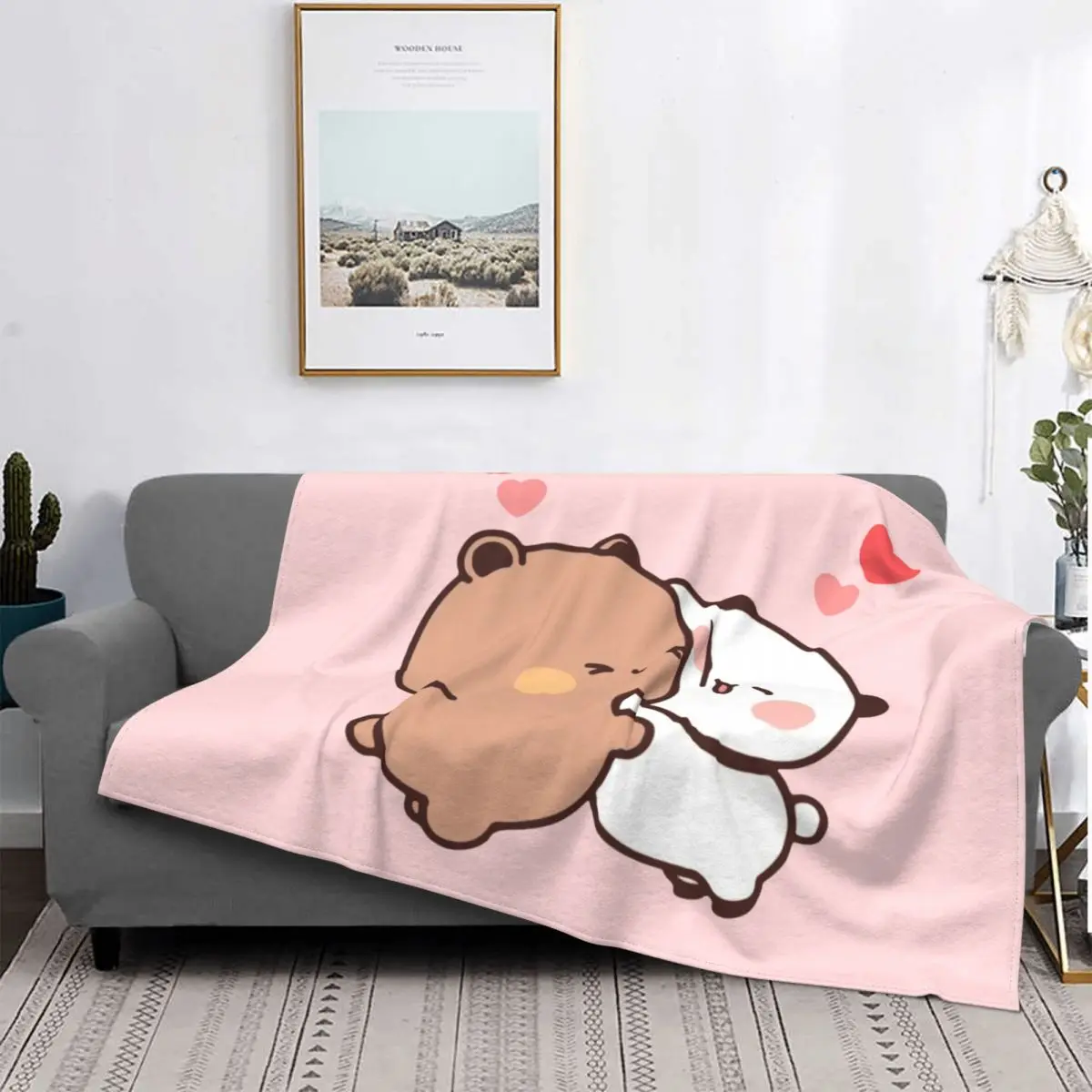 

Panda Brownie Bear Blankets Coral Fleece Plush Print Mochi Cat Super Soft Throw Blanket for Bedding Couch Bedding Throws