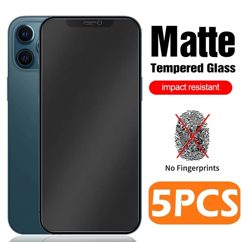 

5Pcs For iPhone 11 12 13 14 15 Pro Max Matte Screen Protectors for iPhone 6 8 7 13 14 Plus 5S SE 2022 XR X XS Max Frosted Glass