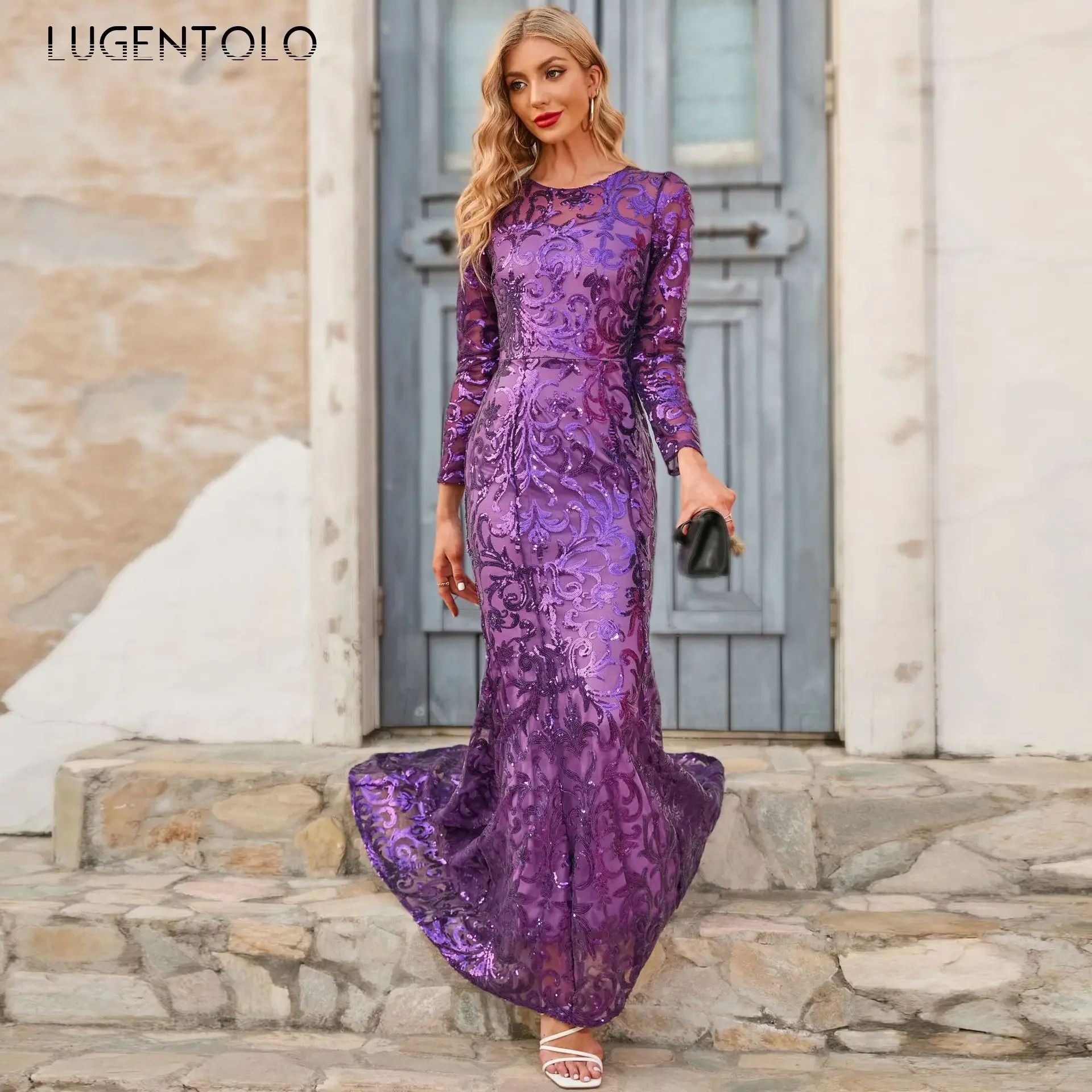 Women Elegant Dress Slim Party Long Sleeve Sequins Mermaid Lady Temperament High Waist Round Neck Dinner Solid Maxi Dress
Women Elegant Dress Slim Party Long Sleeve Sequins Mermaid Lady Temperament High Waist Round Neck Dinner Solid Maxi Dress