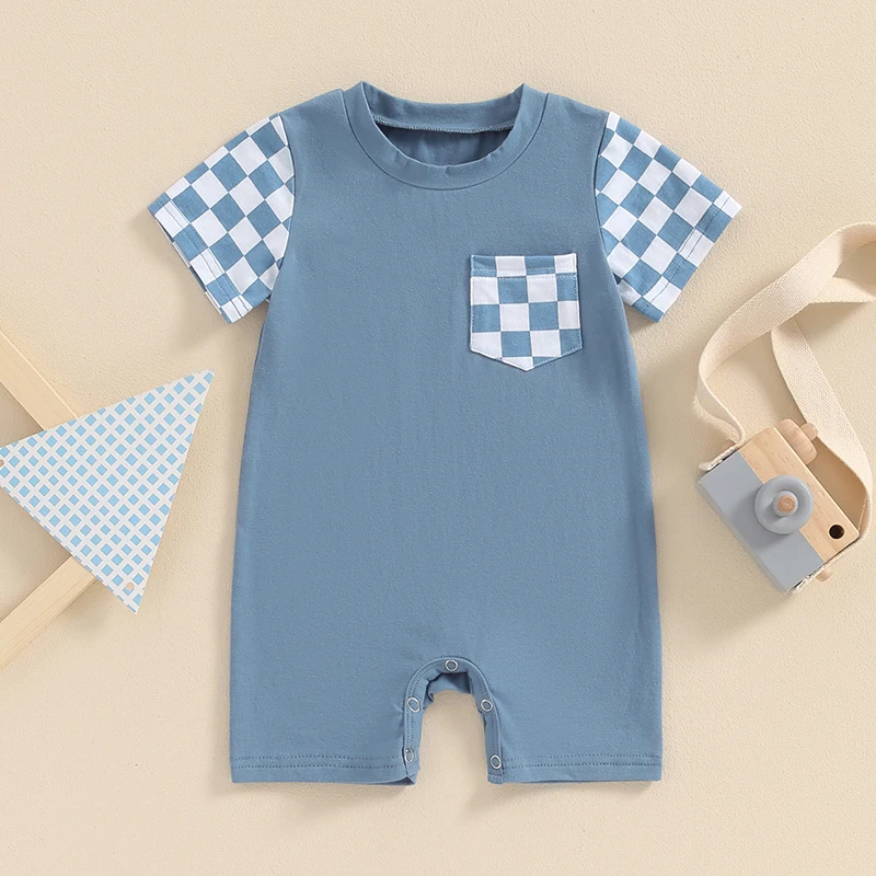 

Newborn Baby Boy Girl Clothes Checkered Plaid Romper Jumpsuit Long Sleeve Bodysuit Outfit Fall Outfit