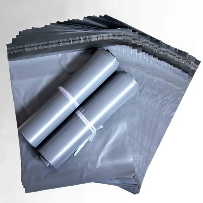 

100 Pcs Disposable Grey Express Bag Waterproof and Resilient Plastic Logistics Packaging Bag Strong Adhesive Mailing bags
