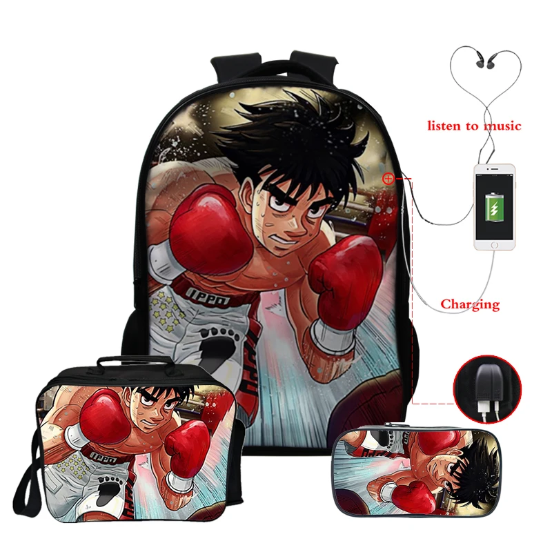 Школьный рюкзак Hajime No Ippo, ранец для учеников из трех предметов, ранцы на плечо из искусственного аниме, Термосумка для мужчин
Школьный рюкзак Hajime No Ippo, ранец для учеников из трех предметов, ранцы на плечо из искусственного аниме, Термосумка для мужчин