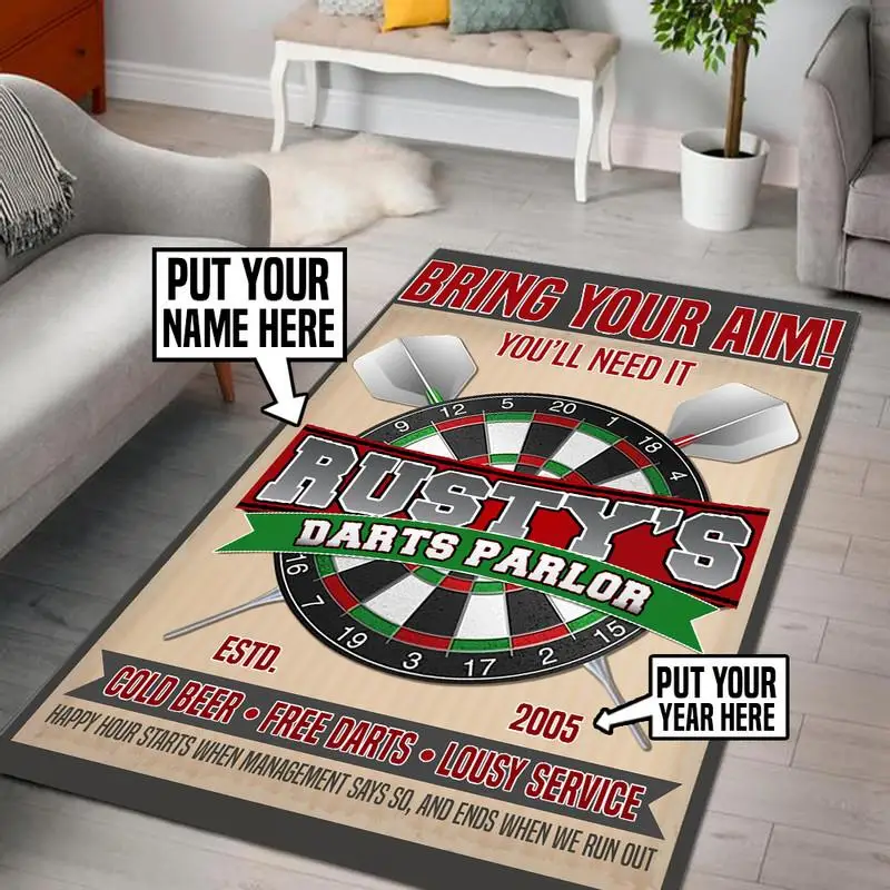 

Darts Player Lover Custom Name Club Area Rug 3D All Over Printed Room Rug Mat Rugs Anti-slip Large Rug Carpet Home Decoration -1