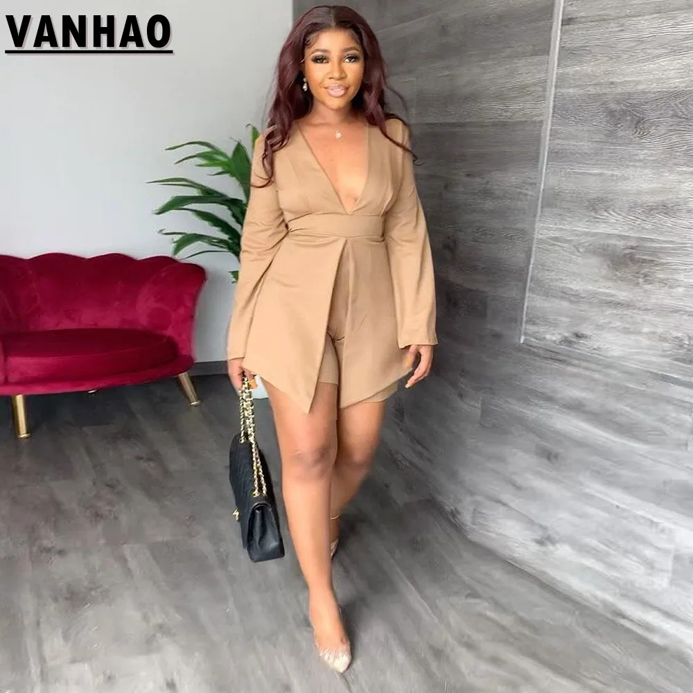 VANHAO 2022 Fashion Sexy V Neck Jumpsuits Women Autumn Elegant Long Sleeve Chic Solid Color Short Romper Wholesale Dropshipping
VANHAO 2022 Fashion Sexy V Neck Jumpsuits Women Autumn Elegant Long Sleeve Chic Solid Color Short Romper Wholesale Dropshipping