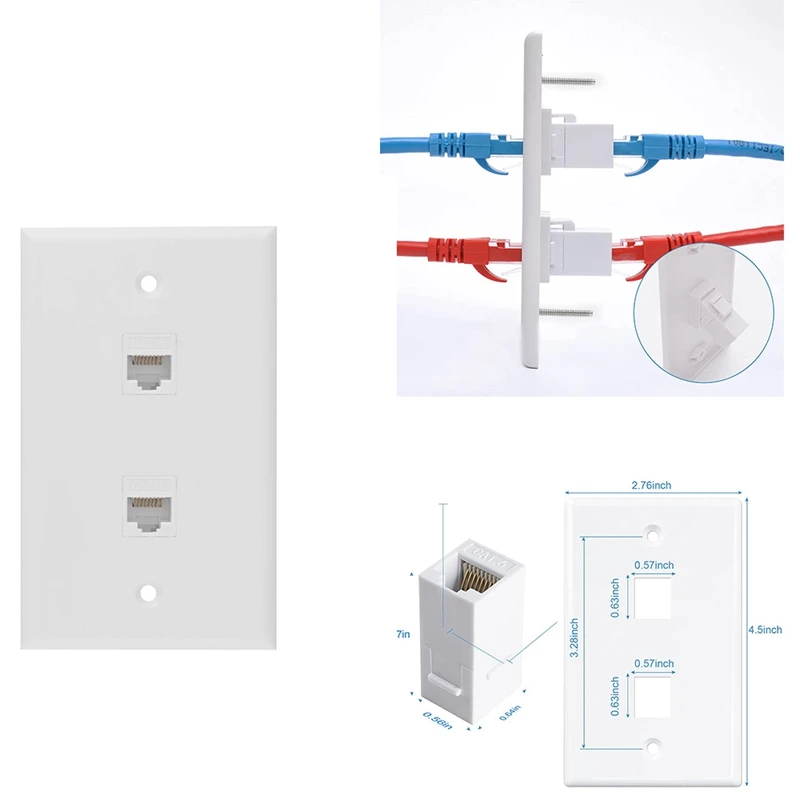 Сетевая пластина с 2 портами Ethernet, сетевая пластина с разъемом Cat6 «Мама-мама» RJ45 Keystone, встроенная настенная розетка, белая
Сетевая пластина с 2 портами Ethernet, сетевая пластина с разъемом Cat6 «Мама-мама» RJ45 Keystone, встроенная настенная розетка, белая