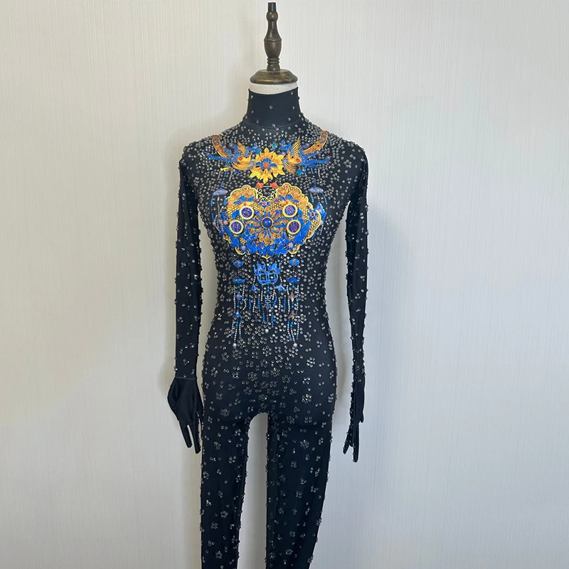 Nightclub Bar Print Full Diamond Jumpsuit Women Dance Team Gogo Outfits Men Long Sleeved One -Pieces Performance Stage Wear
Nightclub Bar Print Full Diamond Jumpsuit Women Dance Team Gogo Outfits Men Long Sleeved One -Pieces Performance Stage Wear