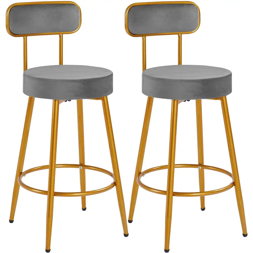 Smile Mart Modern Low-Back Counter Height Velvet Bar Stools with Gold Legs, Dark Gray
Smile Mart Modern Low-Back Counter Height Velvet Bar Stools with Gold Legs, Dark Gray