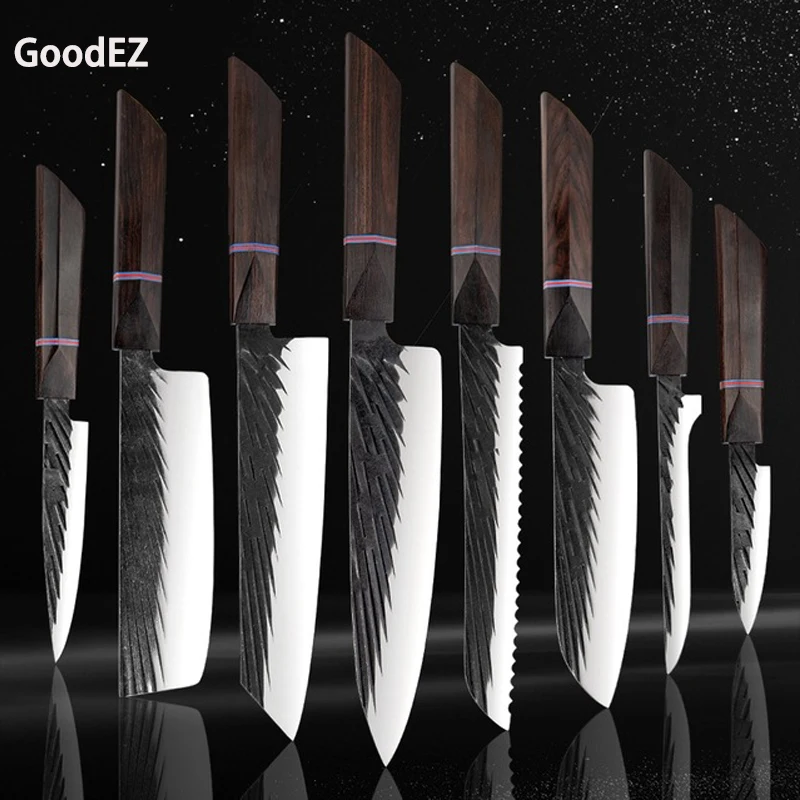 GoodEZ Professional Knife Set For Chefs Santoku Knives Kitchen Japanese Kiritsuke Knife For Bread Hand Forged Butcher Knife Set
GoodEZ Professional Knife Set For Chefs Santoku Knives Kitchen Japanese Kiritsuke Knife For Bread Hand Forged Butcher Knife Set