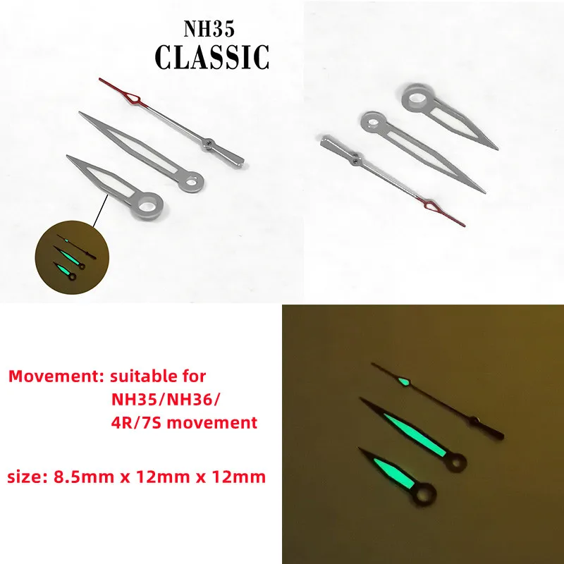 Modified NH35 Watch Hands Green Luminous Watch Hands Pointer Needles Fit NH35 NH36 4R 7S Movement
Modified NH35 Watch Hands Green Luminous Watch Hands Pointer Needles Fit NH35 NH36 4R 7S Movement