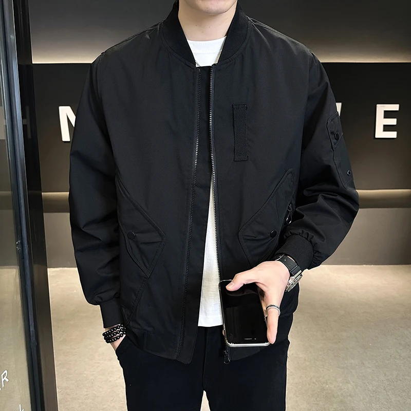 

Casual work jacket, men's spring and autumn fashion, loose fitting baseball suit, high-end men's pilot jacket, trendy bomber