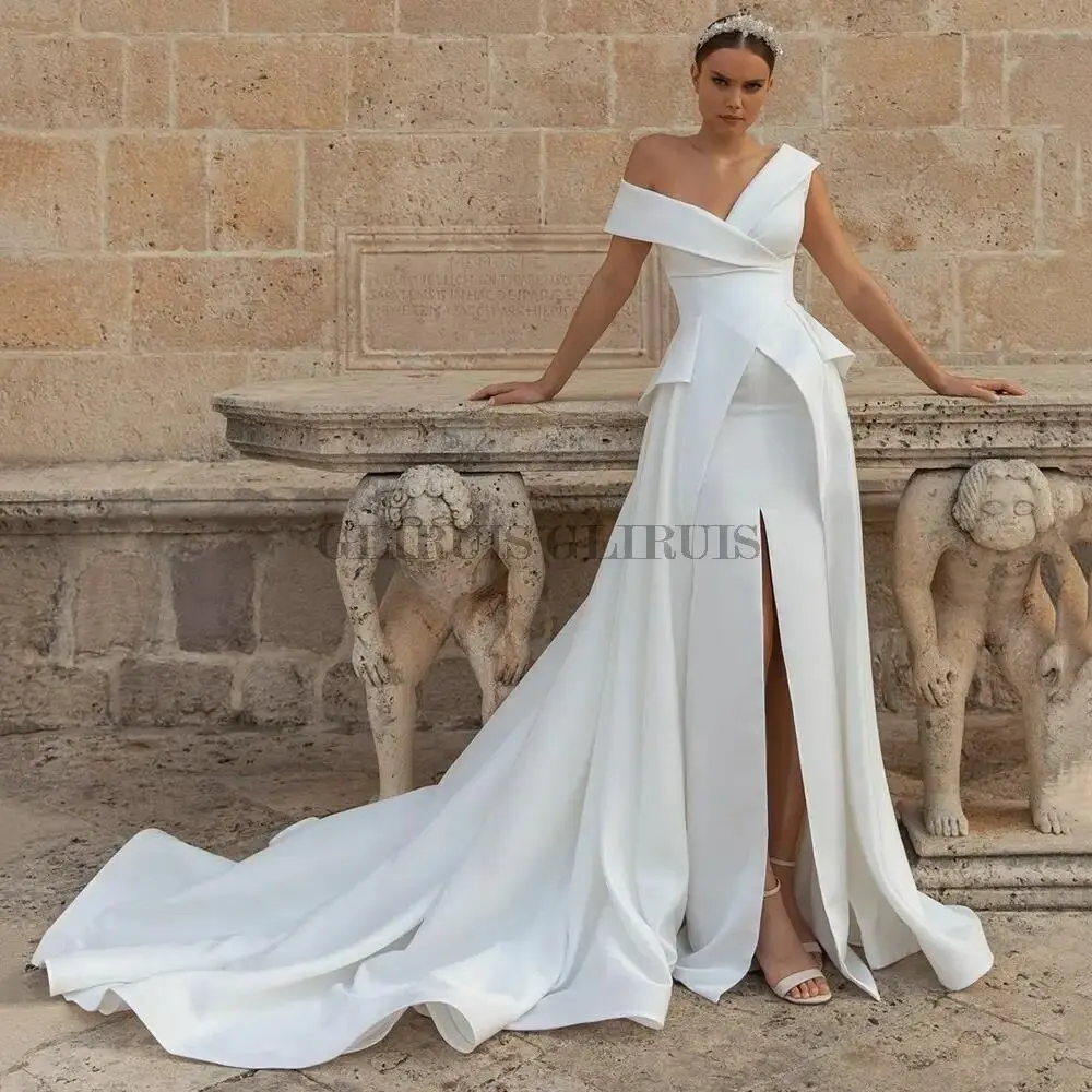 Wedding Dress 2022 Satin A Line Over Skirt Sexy V Neck Off The Shoulder Bridal Gown High Slit Vestidos De Novia
Wedding Dress 2022 Satin A Line Over Skirt Sexy V Neck Off The Shoulder Bridal Gown High Slit Vestidos De Novia