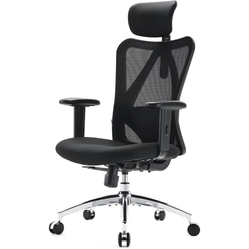 

Ergonomic Office Chair for Big and Tall People Adjustable Headrest with 2D Armrest Lumbar Support and PU Wheels Swivel Tilt