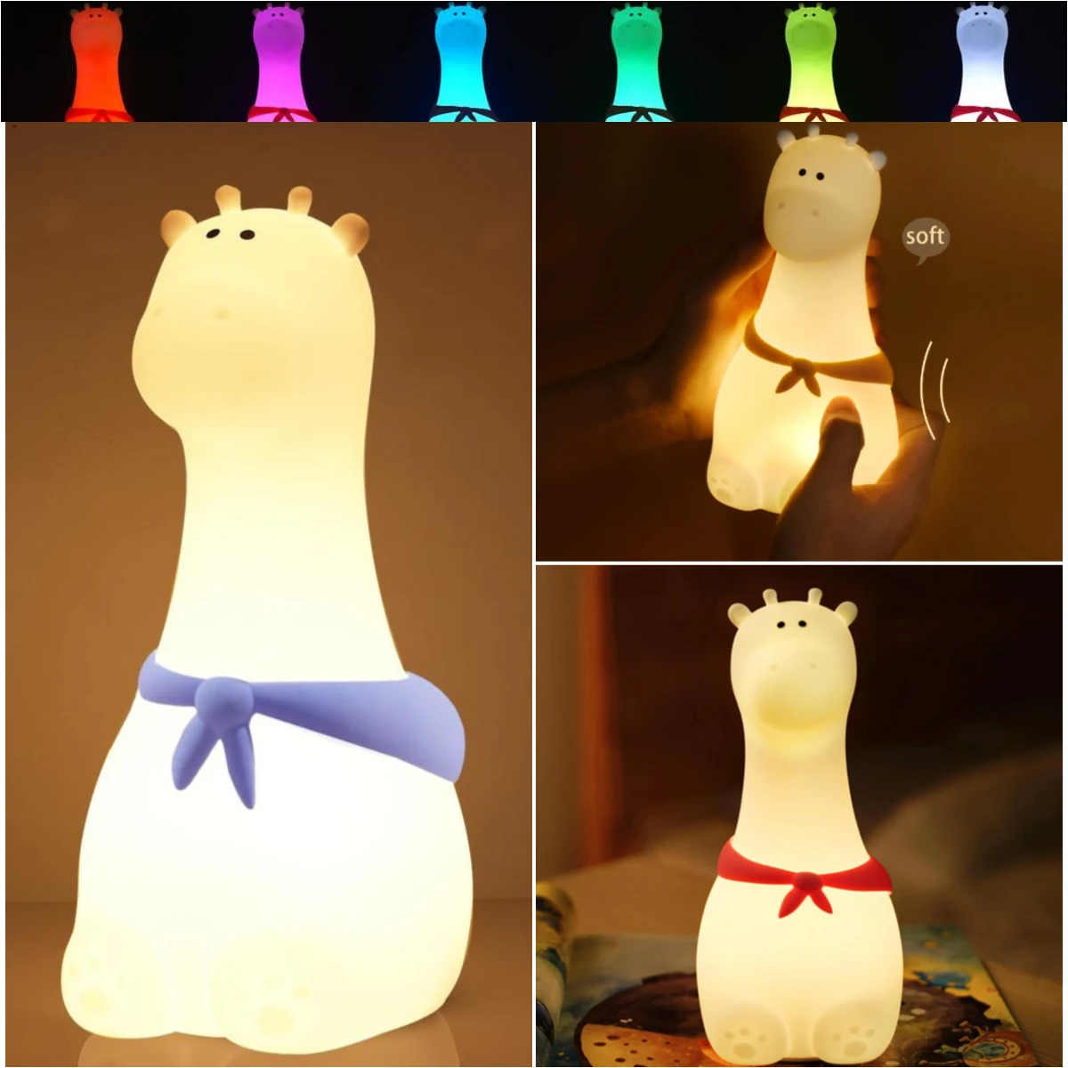 Cute Giraffe Night Lights Kids Room Light Silicone Dimmable USB Rechargeable Lamps Muticolor Night Lamp for Children Baby Gifts
Cute Giraffe Night Lights Kids Room Light Silicone Dimmable USB Rechargeable Lamps Muticolor Night Lamp for Children Baby Gifts
