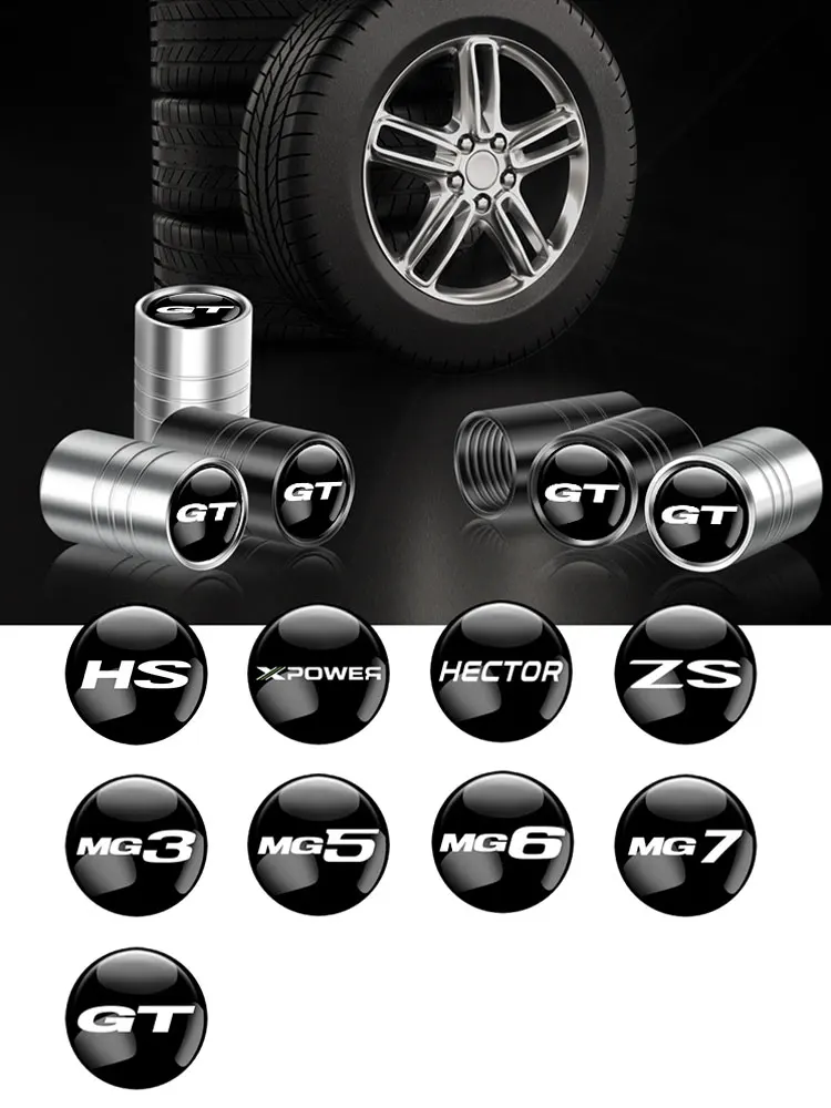 

4pcs Metal Car Badges Wheel Tire Valve Caps Stem Cover Auto Accessorie for MG ZS GS 3 5 6 7 350 550 996R 90S 995 ZT HS ZR SW