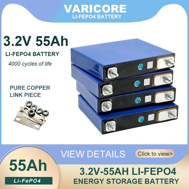 Литий-железо-фосфатный аккумулятор VariCore, 3,2 в, 55 Ач, фосфат для мотоцикла, автомобиля, модификация M6 Stud
Литий-железо-фосфатный аккумулятор VariCore, 3,2 в, 55 Ач, фосфат для мотоцикла, автомобиля, модификация M6 Stud