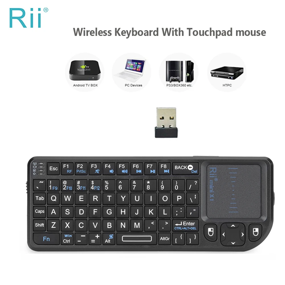 

Original Rii X1 2.4GHz Mini Wireless Keyboard English/RU/ES/FR Keyboards with TouchPad for Android TV Box/PC/Laptop