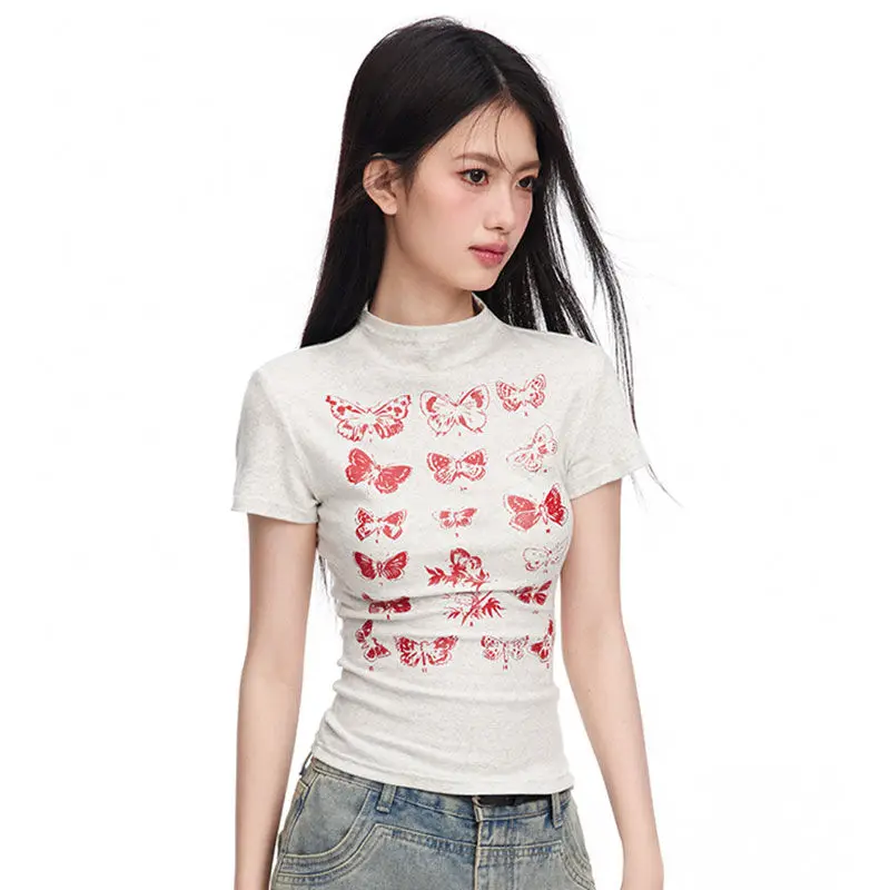 Summer new half-high collar pure lust style hot girl short pure cotton short-sleeved T-shirt women slim and versatile top y2k
Summer new half-high collar pure lust style hot girl short pure cotton short-sleeved T-shirt women slim and versatile top y2k